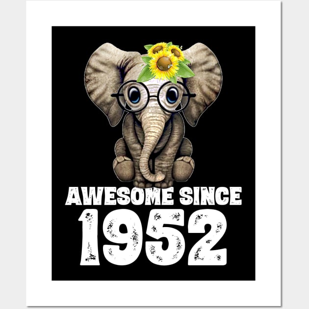 Awesome since 1952 68 Years Old Bday Gift 68th Birthday Wall Art by DoorTees